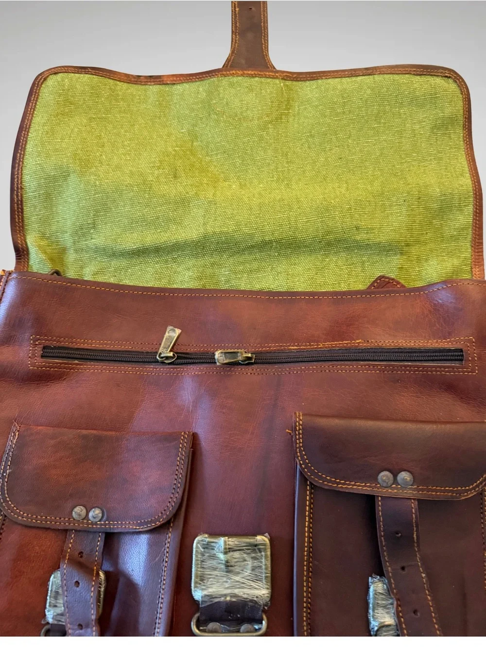Leather Men’s Briefcase Messenger Bag - Brown